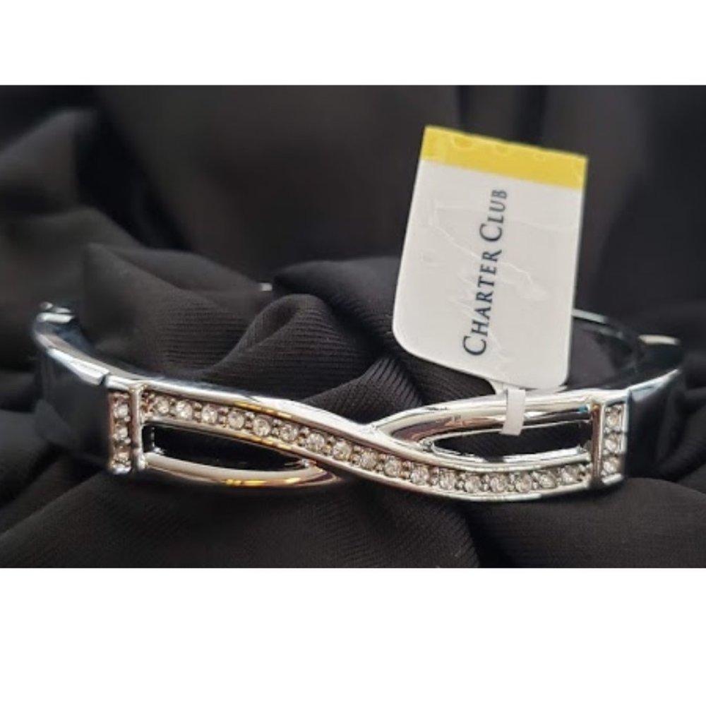 NEW Charter Club CrissCross Bangle Bracelet Silver - Picture 5 of 9